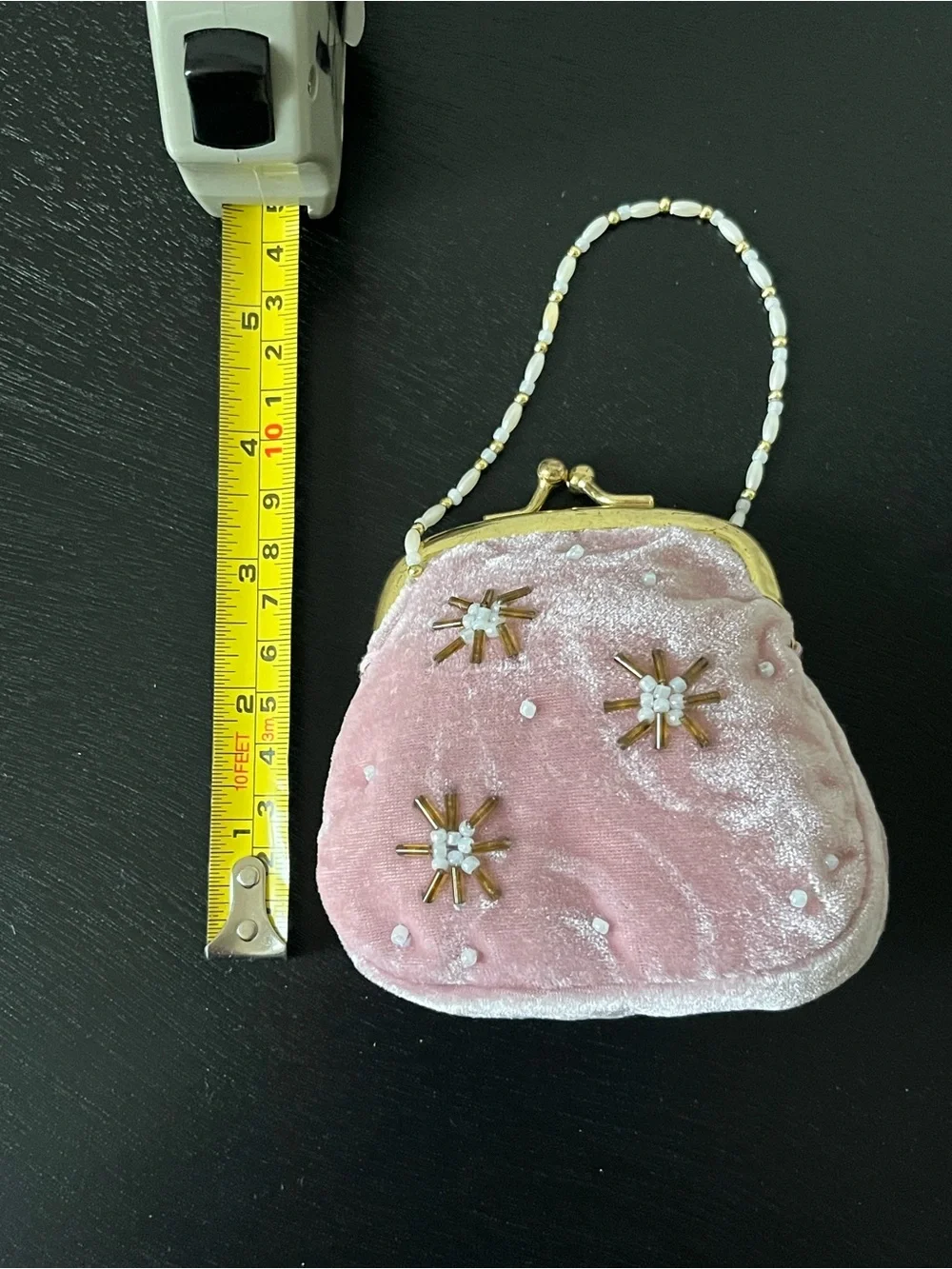 Vintage 1950’s Pink Velvet Beaded Mini Handbag